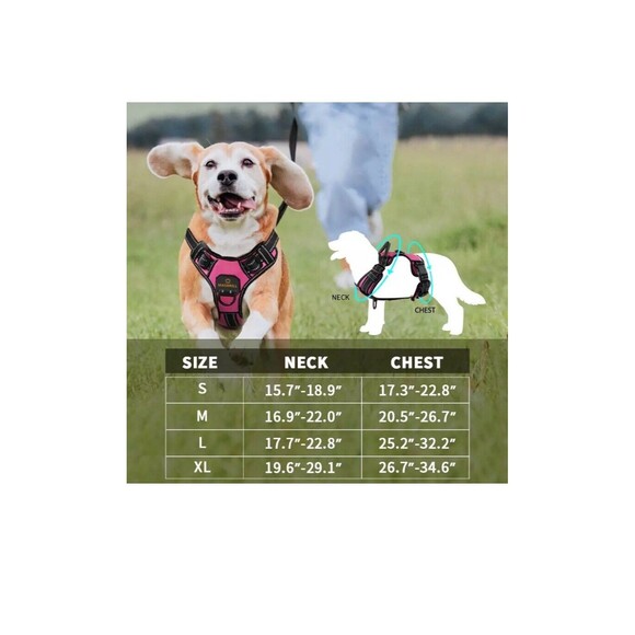 MASBRILL Pink Reflective Dog Harness No Pull With Handle, Breathable Padded XL - Picture 5 of 11